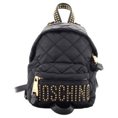 Moschino Logo Zip Around Backpack Studded Quilted Nylon Mini
