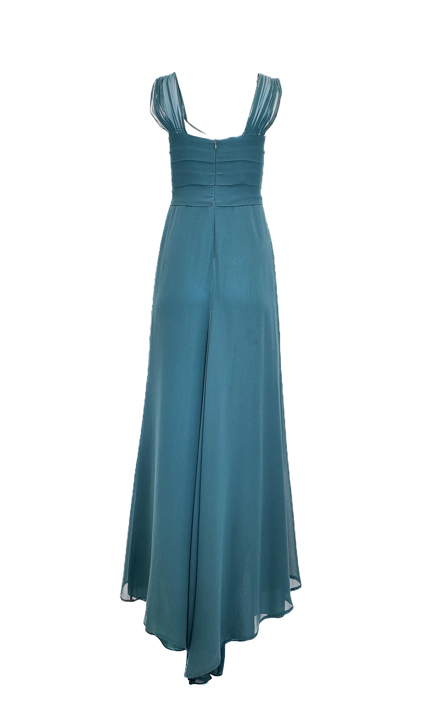 Moschino Vestido formal largo con lazo en forma de A en color verde azulado en venta 1