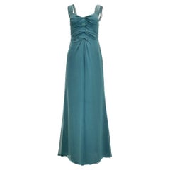 Moschino Vestido formal largo con lazo en forma de A en color verde azulado