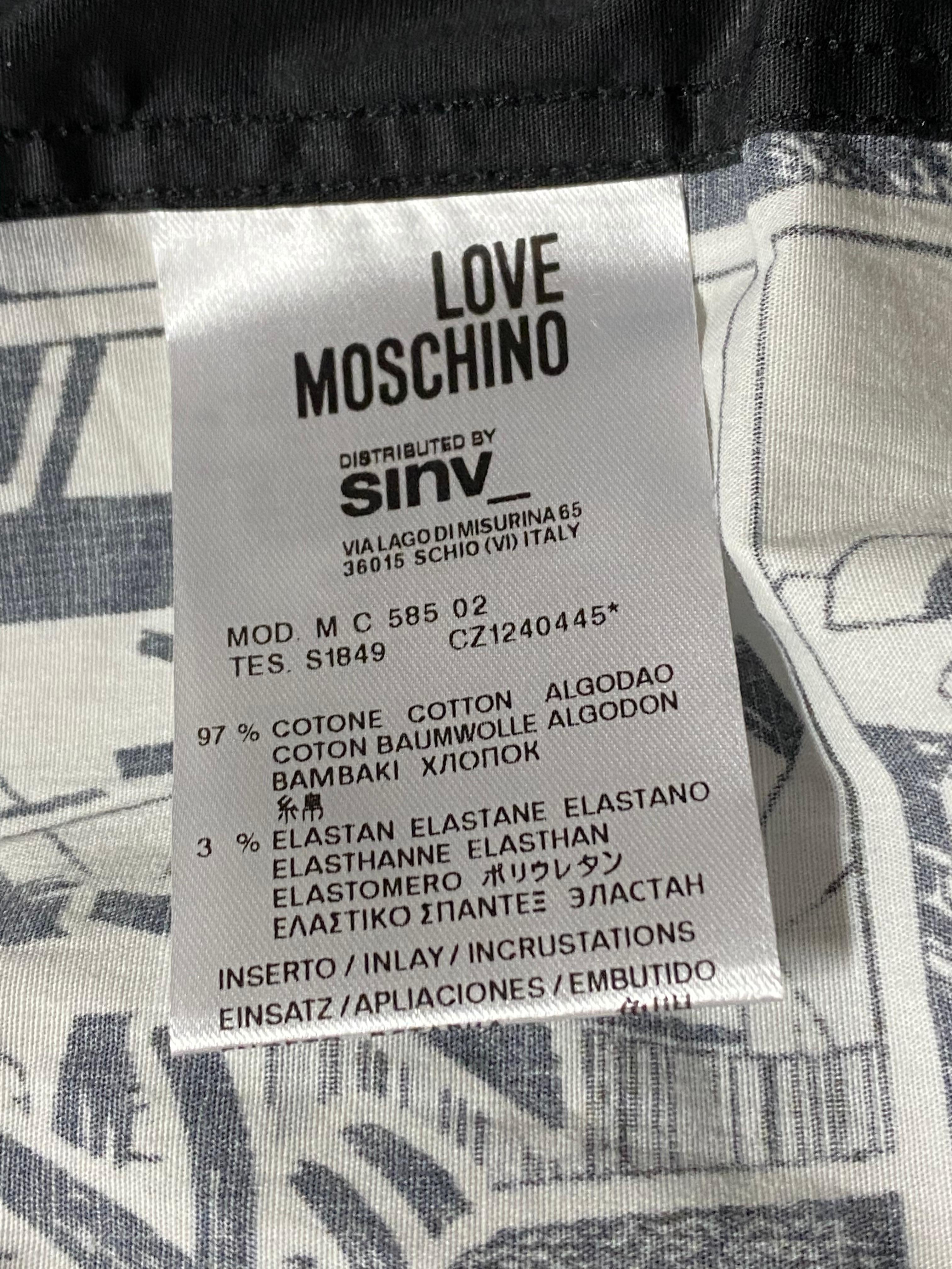 Moschino Love Black and White Graphic Button Down Shirt, Size XXL 2