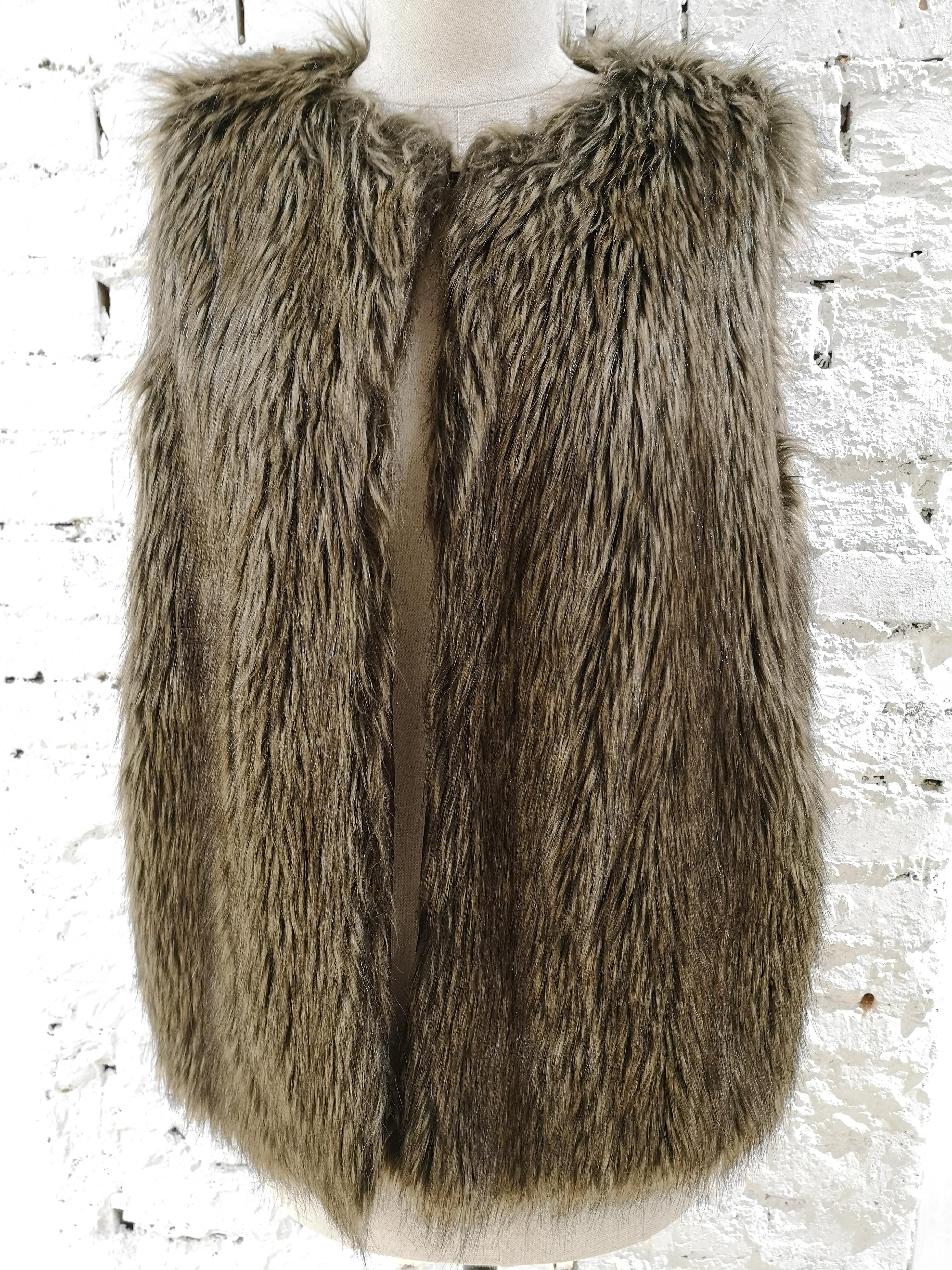 Brown Moschino Love eco fur gilet For Sale