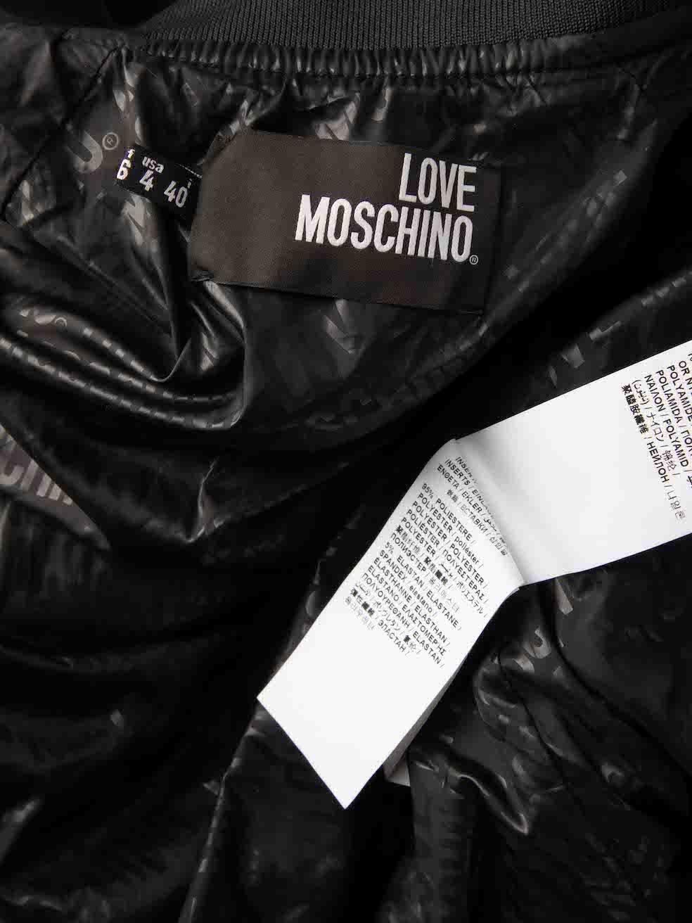 Moschino Love Moschino Black Logo Embellished Bomber Jacket Size S For Sale 1