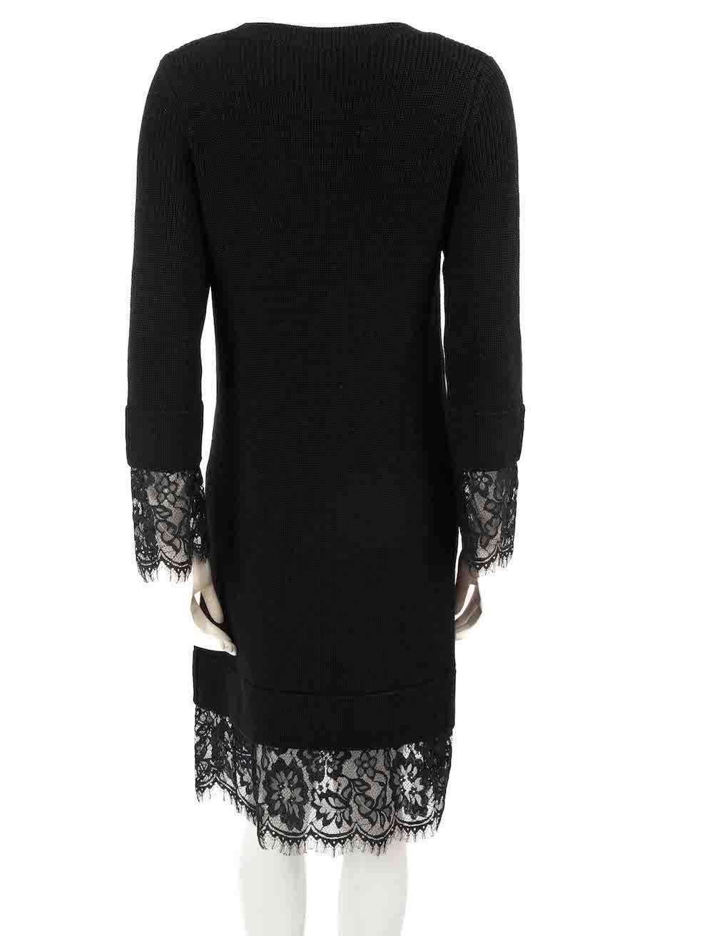 Moschino Love Moschino Black Wool Lace Trim Jumper Dress Size S In New Condition For Sale In London, GB