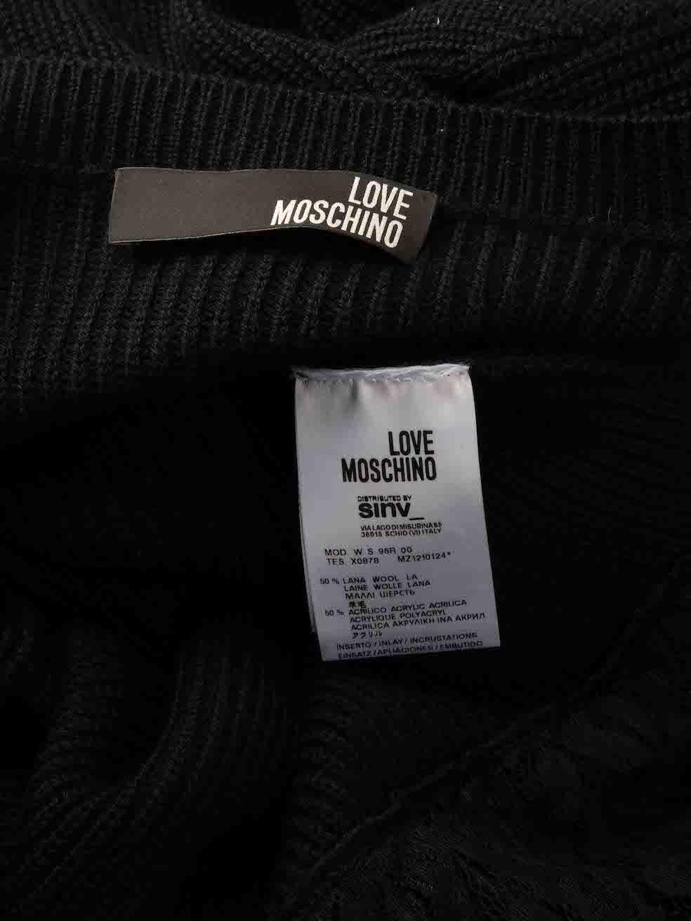 Robe-pull Moschino Love Moschino en laine noire bordée de dentelle, taille S Pour femmes en vente