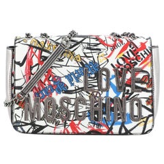 Moschino Love Moschino Chain Flap Bag Printed PU Medium