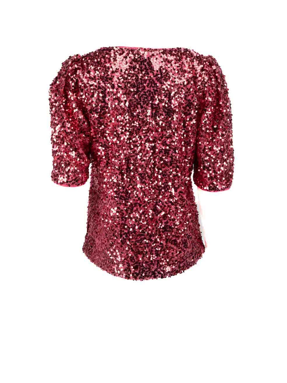Moschino Love Moschino Pink Sequin Short Sleeve Top Size M In New Condition For Sale In London, GB