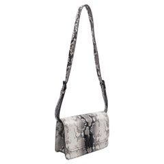 Moschino M-Logo Python-Print Shoulder Bag in White Calf Leather