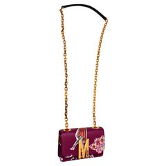 Moschino M Mini Cartoon Print Leather Crossbody Handbag