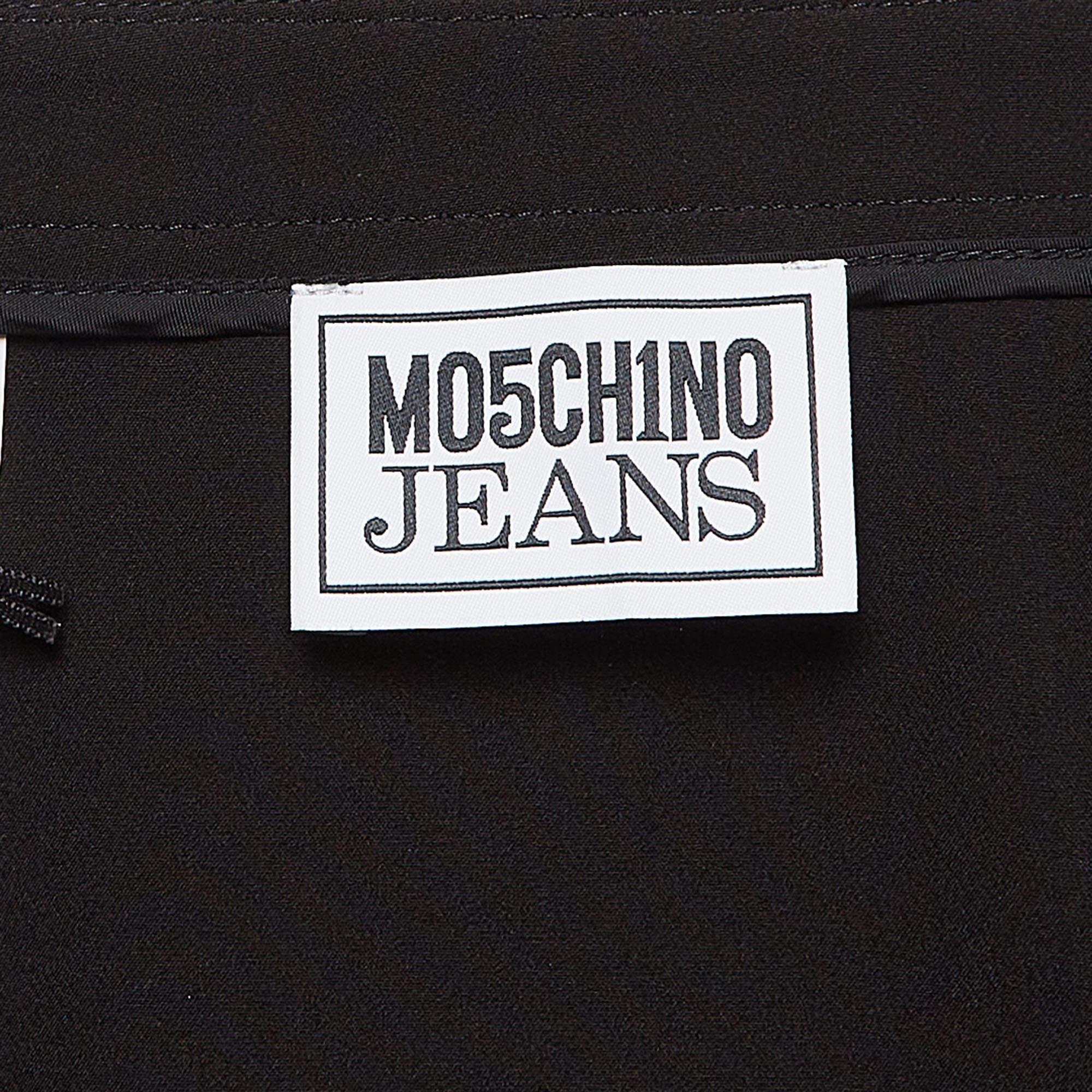 Moschino M05CHIN0 Jeans Schwarzer Minirock aus Stretch-Krepp mit Reißverschlussdetails S im Angebot 1