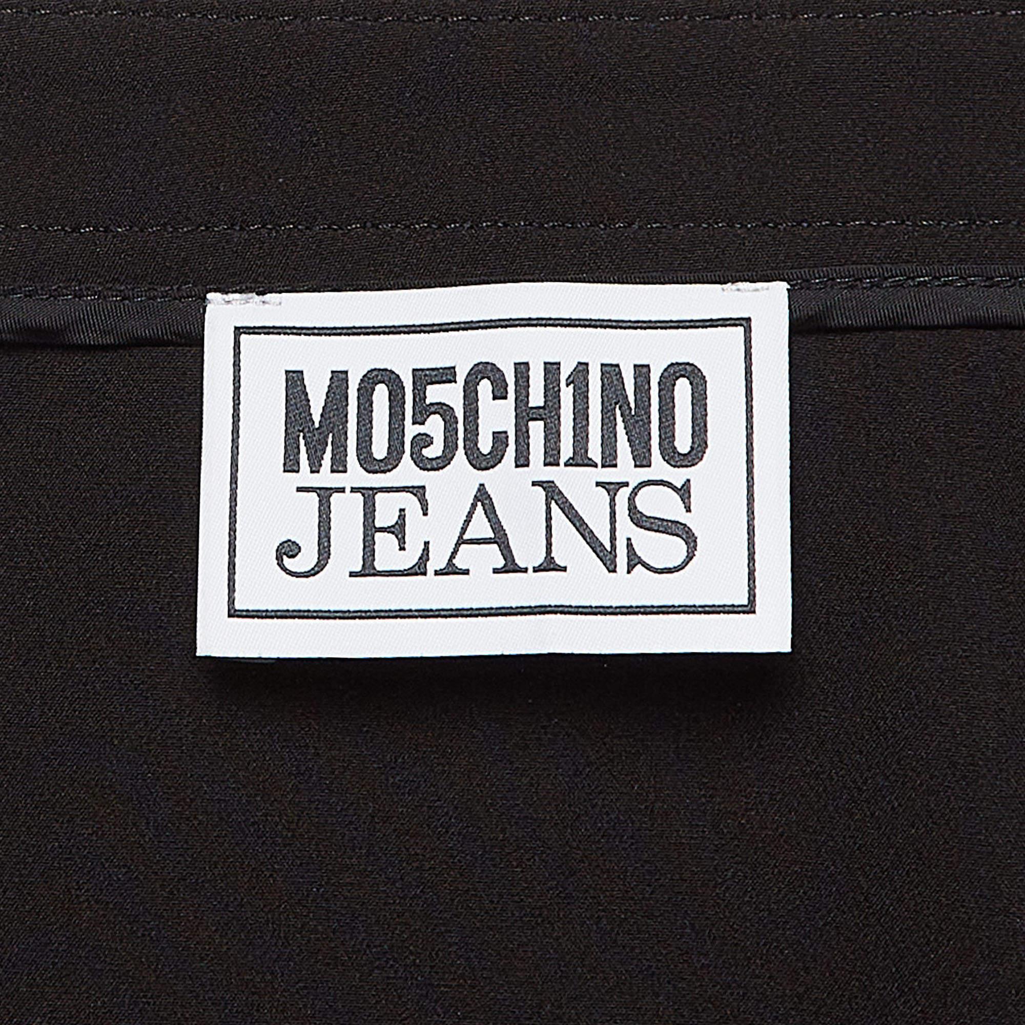 Moschino Jeans M05CHIN0 Black Stretch Crepe Zipper Detail Mini Skirt S Pour femmes en vente