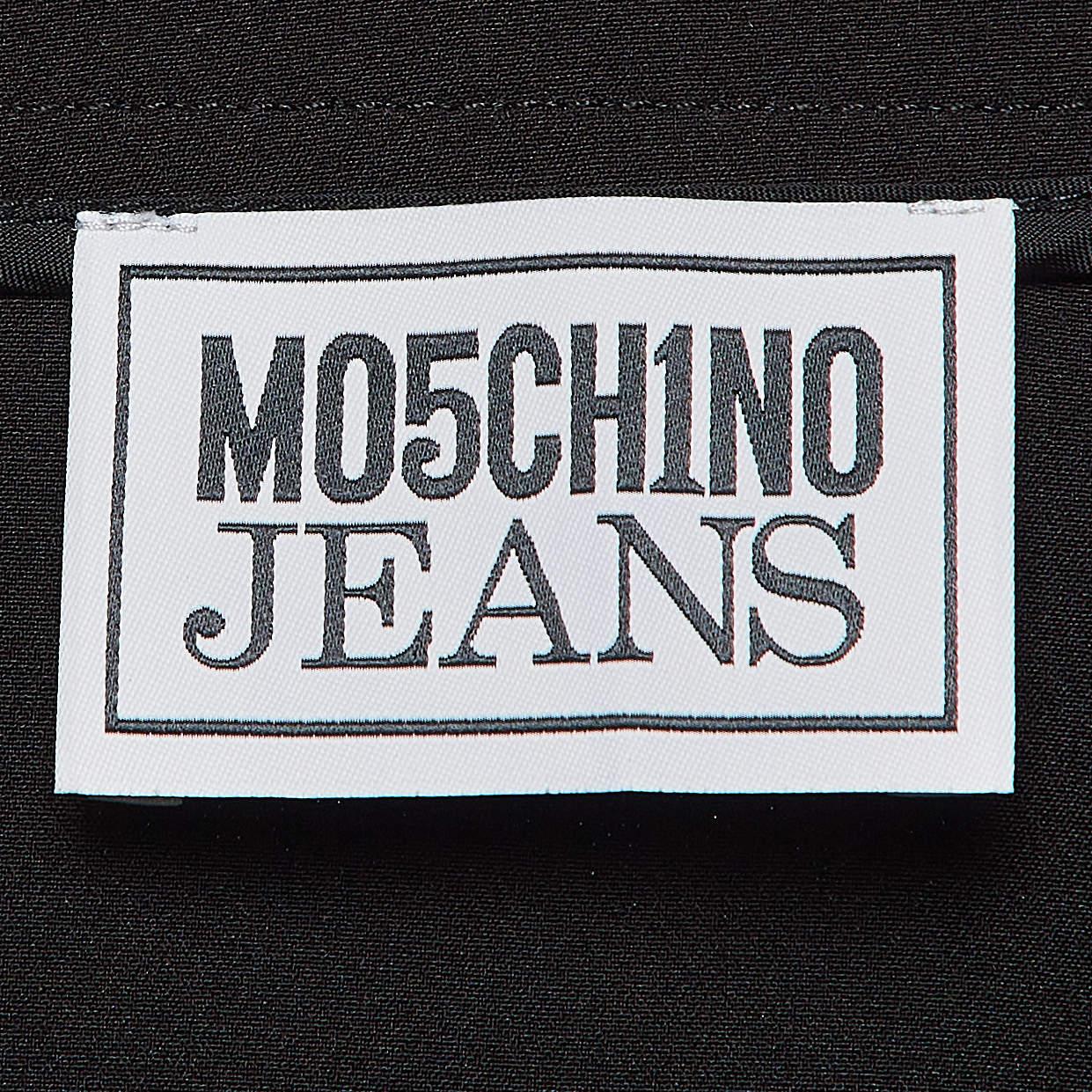 Moschino Jeans M05CHIN0 Black Stretch Crepe Zipper Detail Mini Skirt S en vente 1