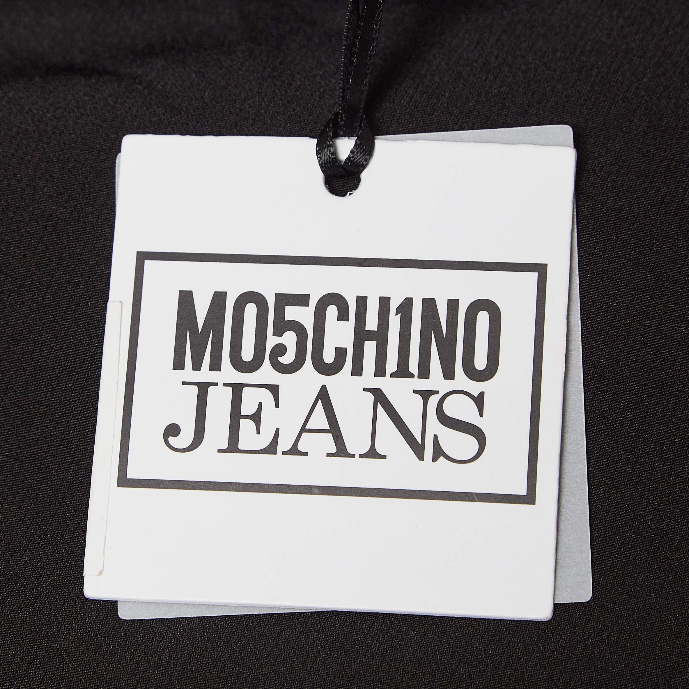 Moschino Jeans M05CHIN0 Black Stretch Crepe Zipper Detail Mini Skirt S en vente 2