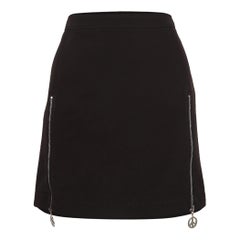 Moschino Jeans M05CHIN0 Black Stretch Crepe Zipper Detail Mini Skirt S
