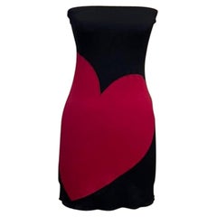 Moschino Mare Black Red Heart Strapless Dress