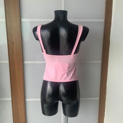Top rosa de Moschino Mare con bordado de una figura estilizada, nuevo, de los años 2000