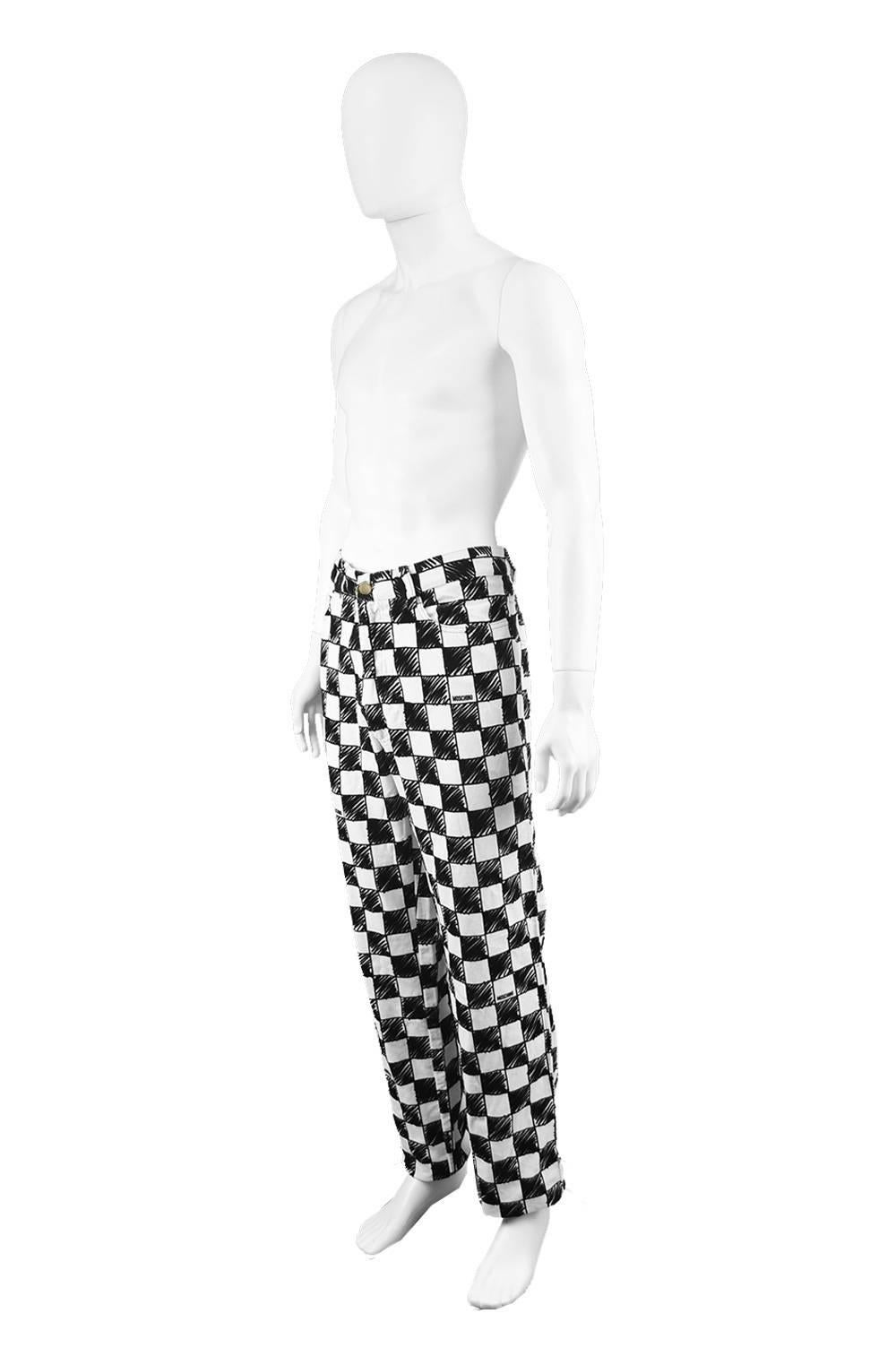 checkered pants men's black and white