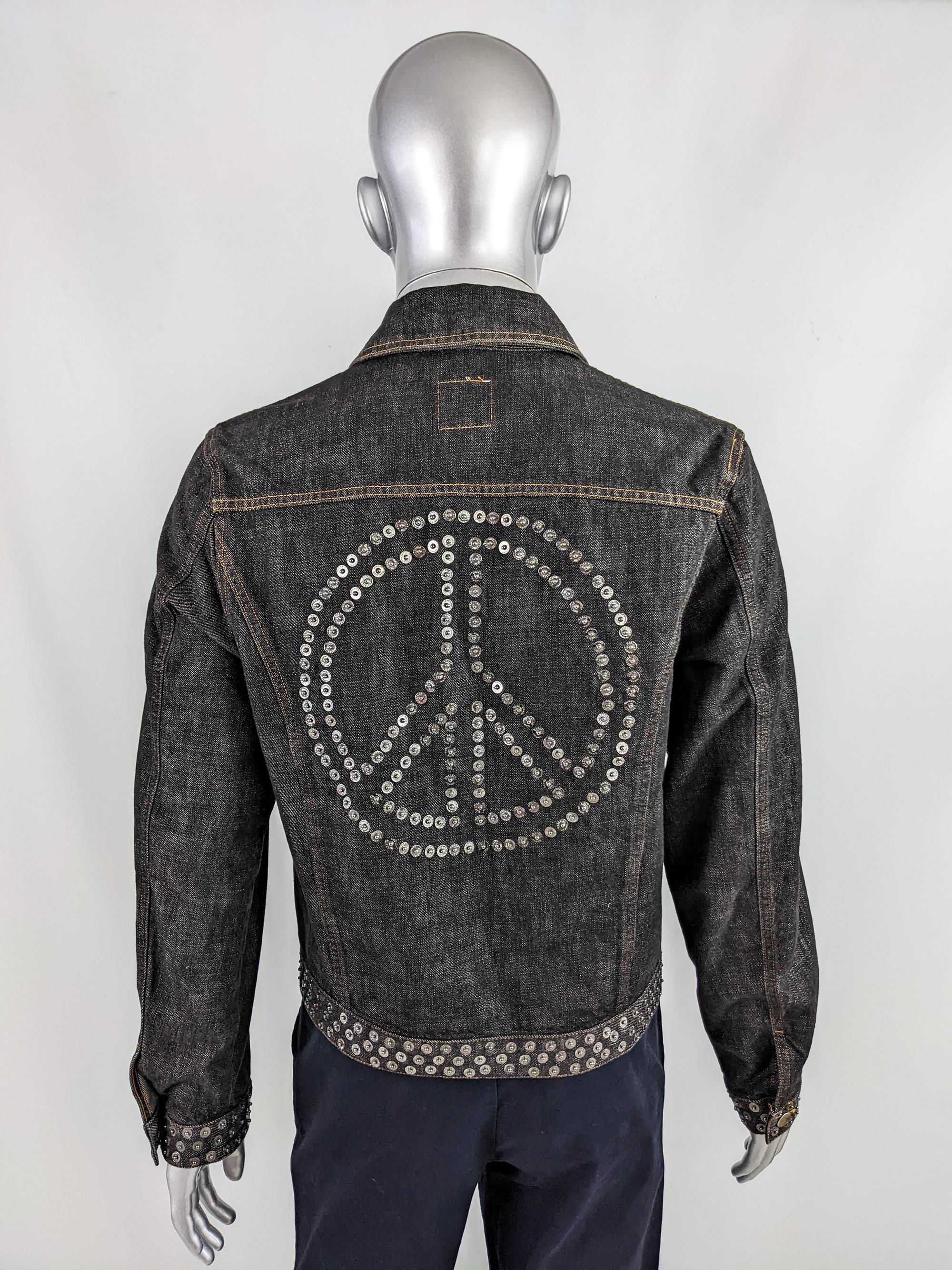 Chaqueta vaquera negra Moschino para hombre, años 90 1