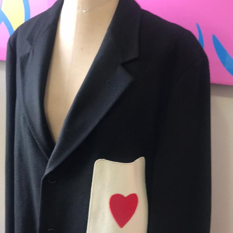 Moschino Mens Wool Heart Pocket Blazer Vintage For Sale at 1stDibs