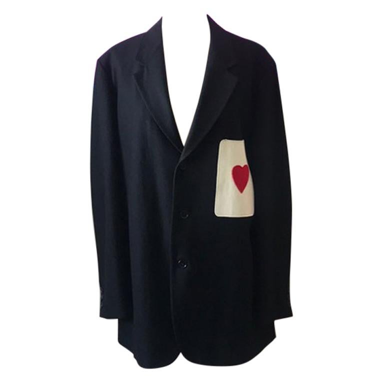 Moschino Mens Wool Heart Pocket Blazer Vintage For Sale