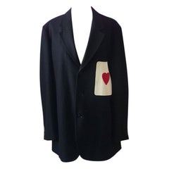 Moschino - Blazer vintage en laine à poches en forme de cœur pour homme