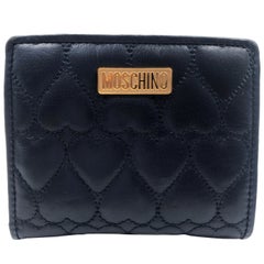 Moschino Midnight Blue Heart Quilted Small Logo Wallet