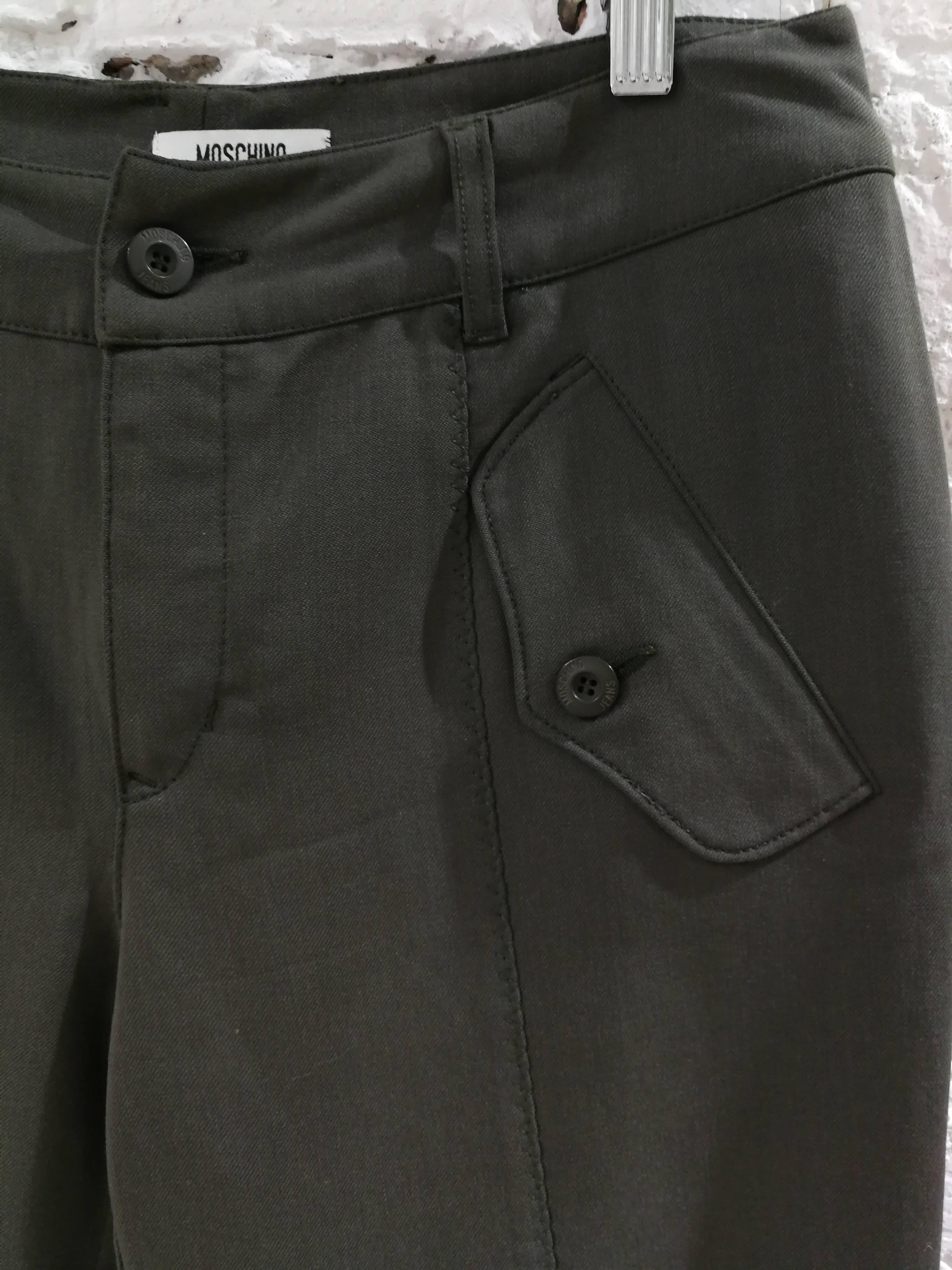 Black Moschino Military Green Trousers For Sale