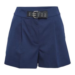 Moschino Mo5ch1no Jeans Navy Blue Gabardine Buckle-Up Shorts M