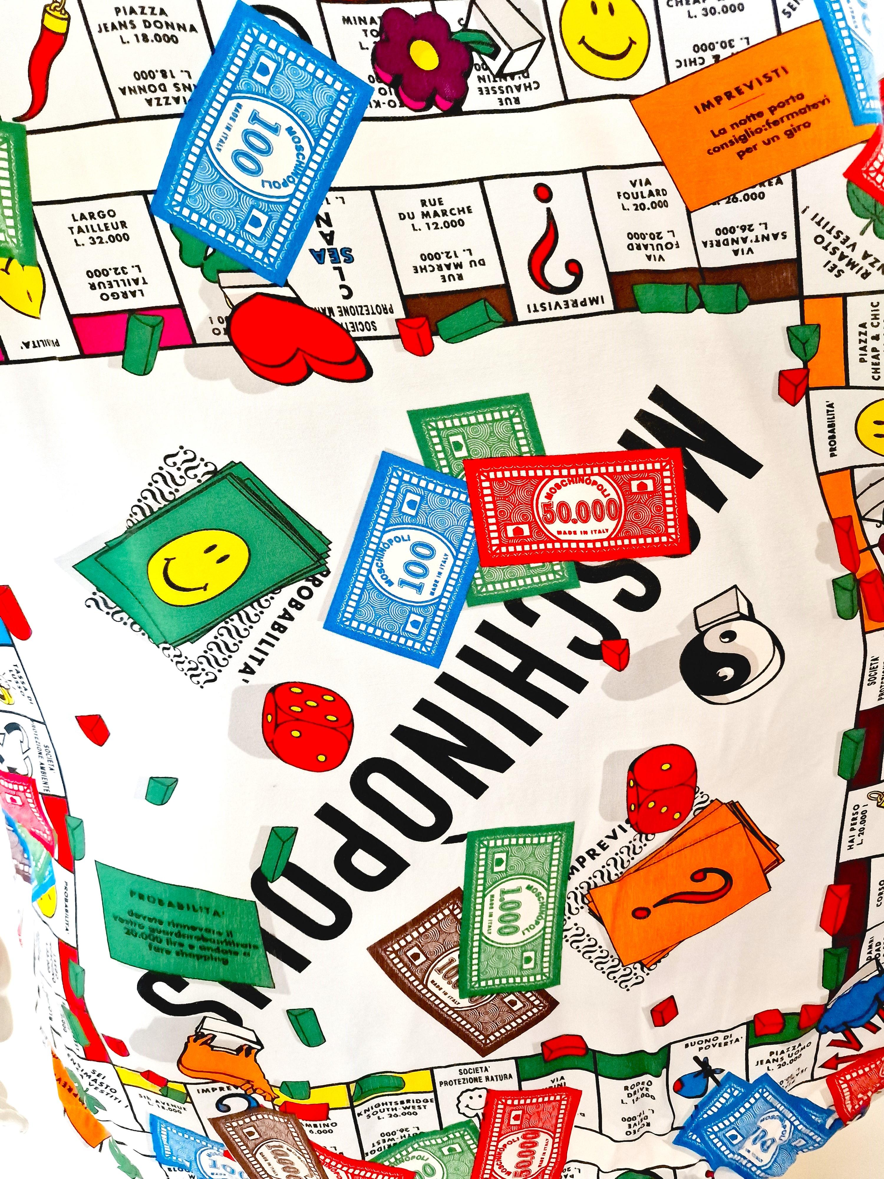 Moschino Monopoly Board Game Moschinopolis Geek Symbol Men Women Medium Shirt  For Sale 6