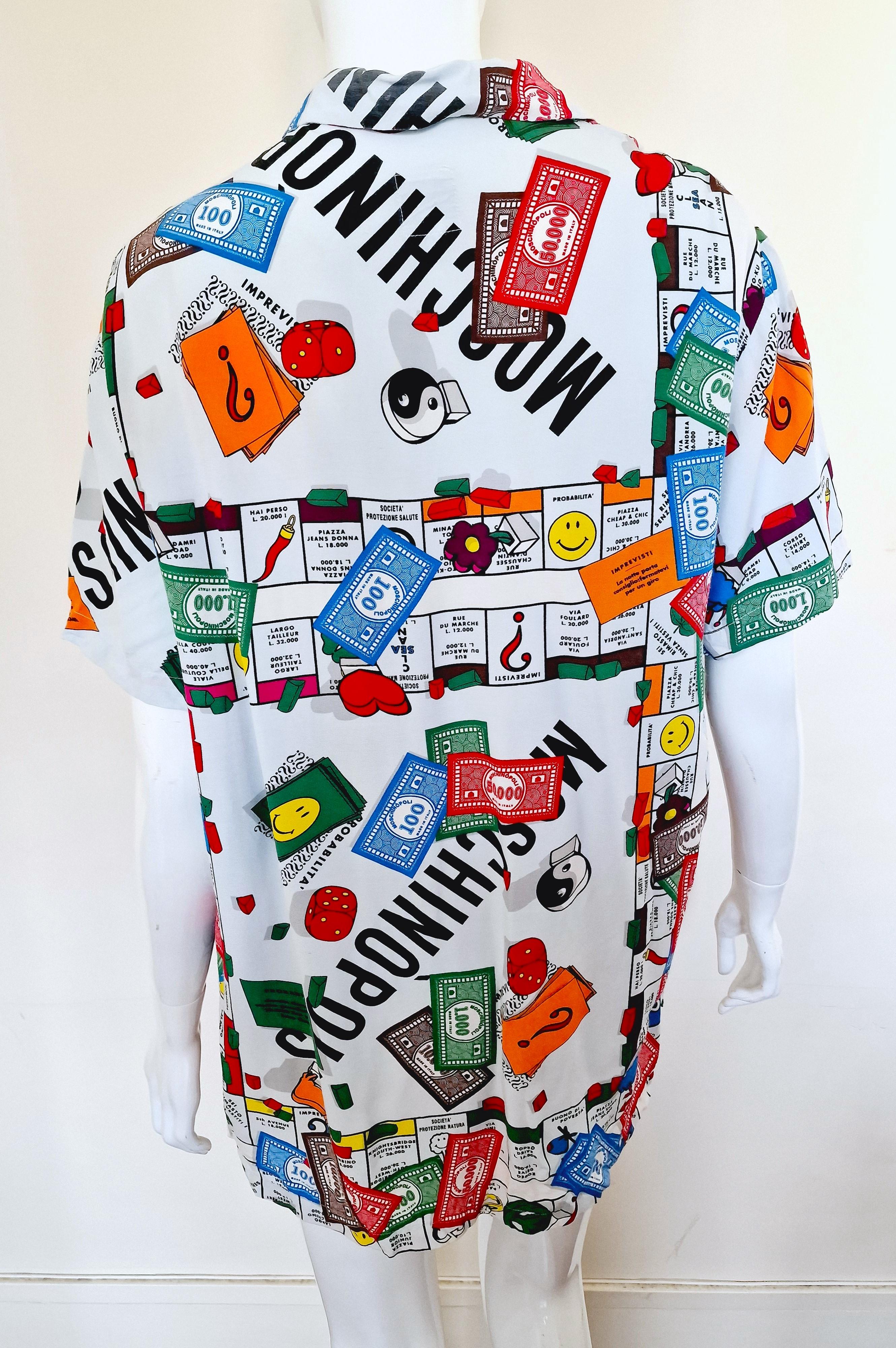 Moschino Monopoly Board Game Moschinopolis Geek Symbol Men Women Medium Shirt  For Sale 5