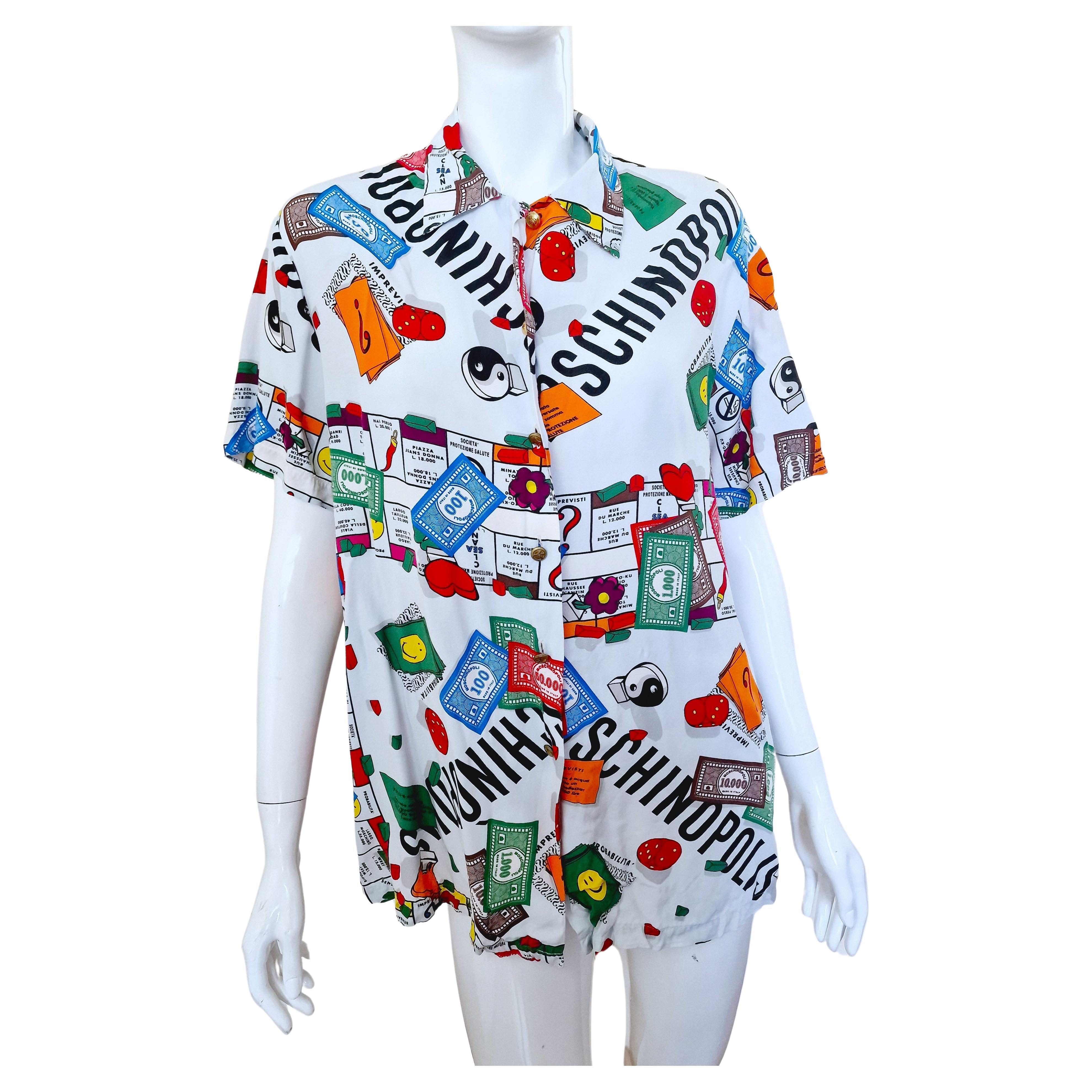 Moschino Monopoly Board Game Moschinopolis Geek Symbol Men Women Medium Shirt  For Sale