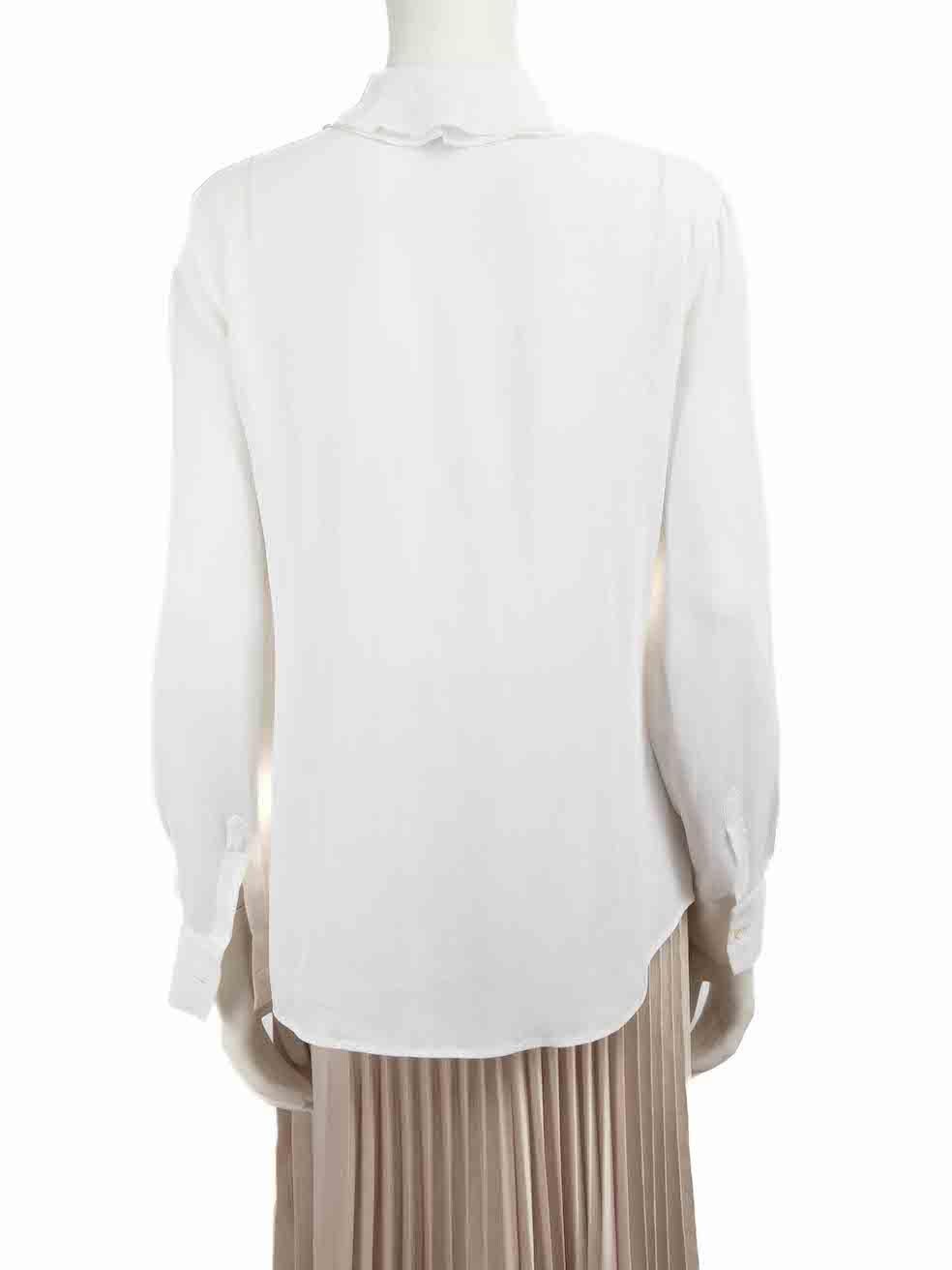 Moschino Moschino Boutique White Ruffled Long Sleeve Blouse Size L In Good Condition For Sale In London, GB