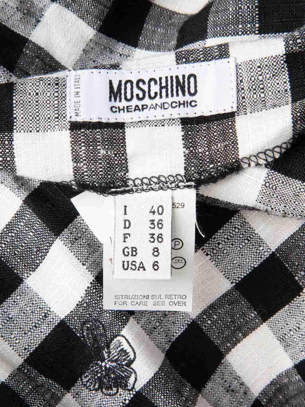 Moschino Moschino Cheap And Chic Black Gingham Floral Top & Skirt Set Size S 4