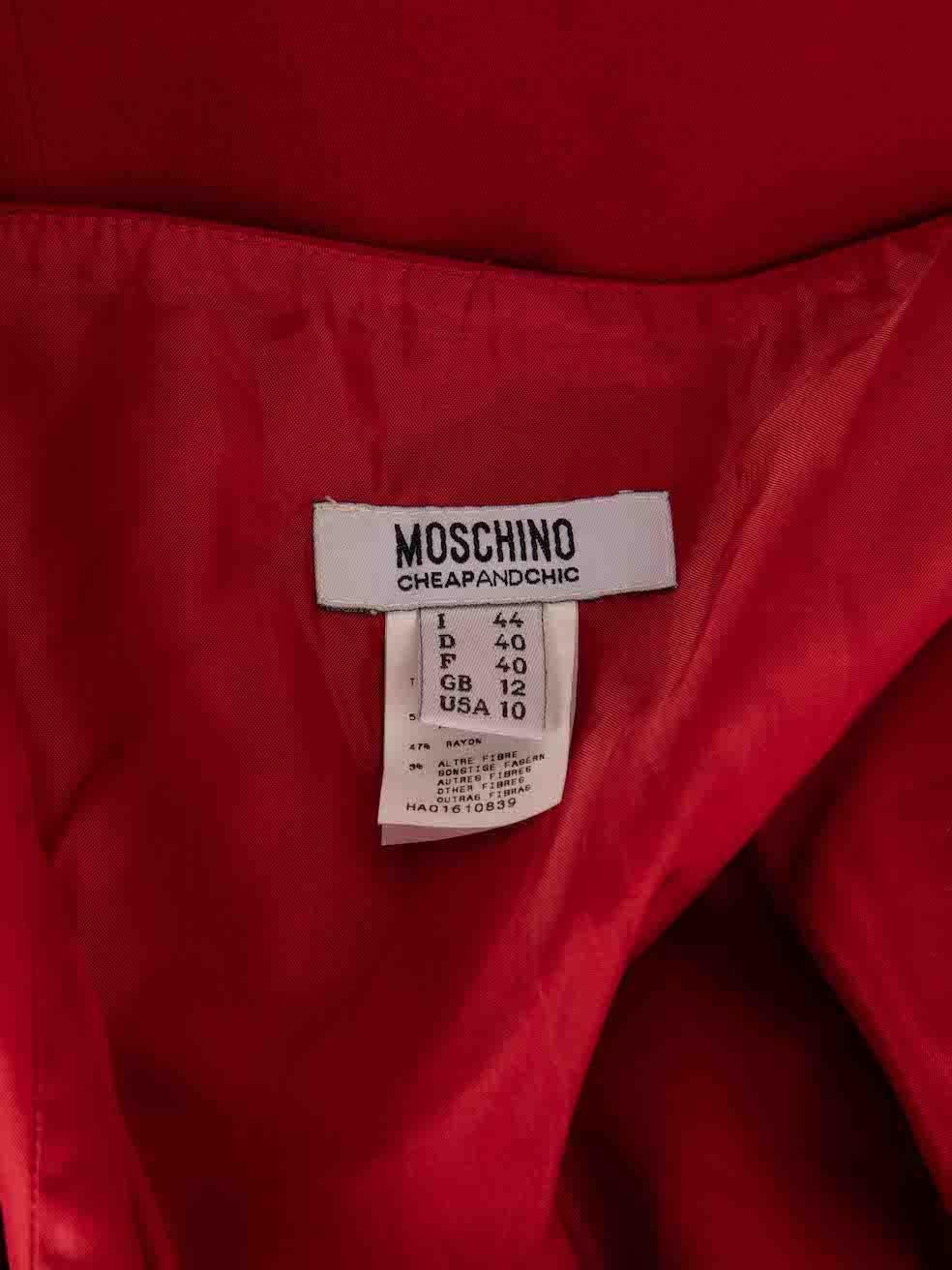 Moschino Moschino Cheap And Chic Red Flared Knee Length Skirt Size L For Sale 3