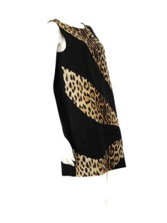 Moschino Moschino Cheap & Chic Black & Leopard Print Panel Mini Dress Size L