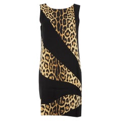 Moschino Moschino Cheap and Chic Schwarz & Leopard Print Panel Minikleid Größe L