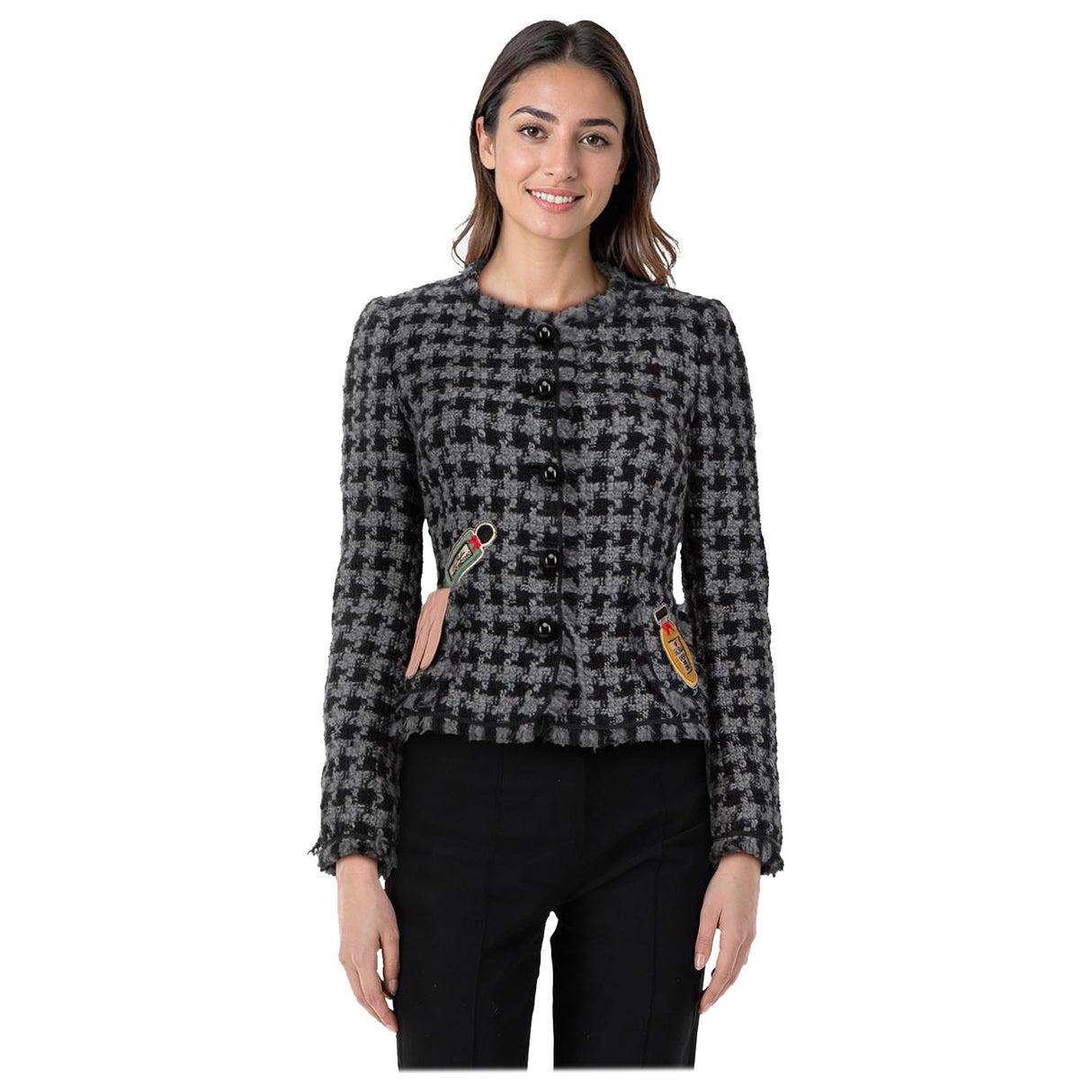 Moschino Moschino Cheap 
Chic Grey 
Black Wool Houndstooth Jacket Size M For Sale