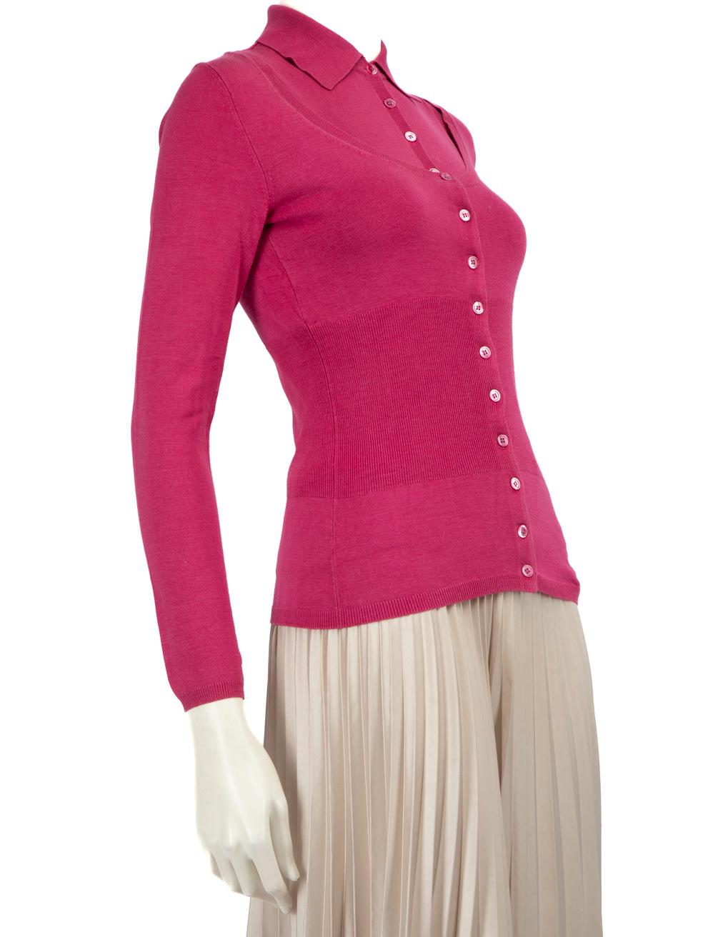 CONDITION is Very good. Minimal wear to the matching set is evident. On the top there is discolouration on the back left below the armpit. On the cardigan there is discolouration on the left sleeve and on the back right of this used Moschino