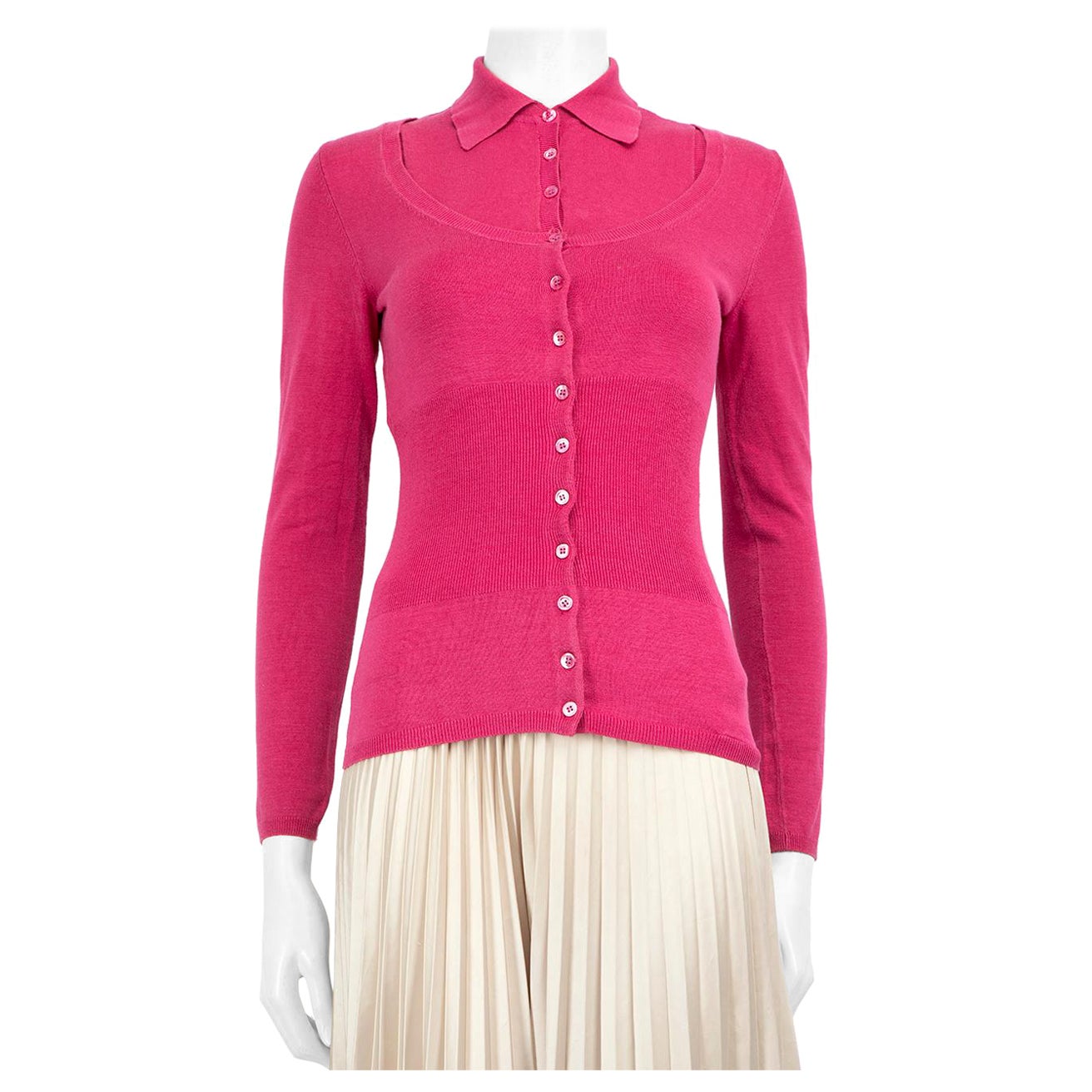 Moschino Moschino Cheap 
Chic Pink Silk Knit Top 
Cardigan Set Size S