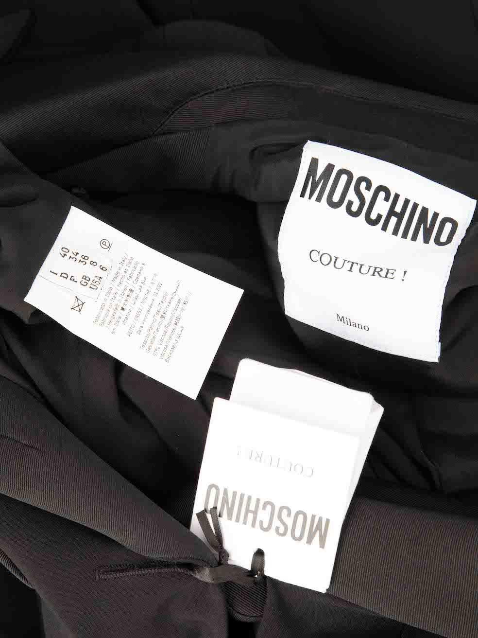 Moschino Moschino Couture! Schwarzer doppelreihiger ärmelloser Mantel mit schwarzer Taille Größe S Damen im Angebot