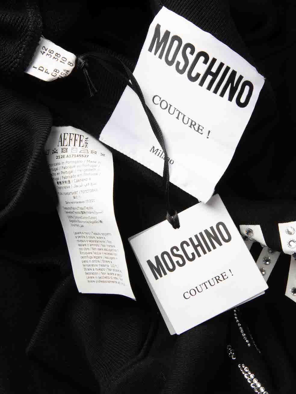 Moschino Moschino Couture! Schwarzes Sweatshirt mit Fantasiedruck und Verzierungen Größe M Damen im Angebot