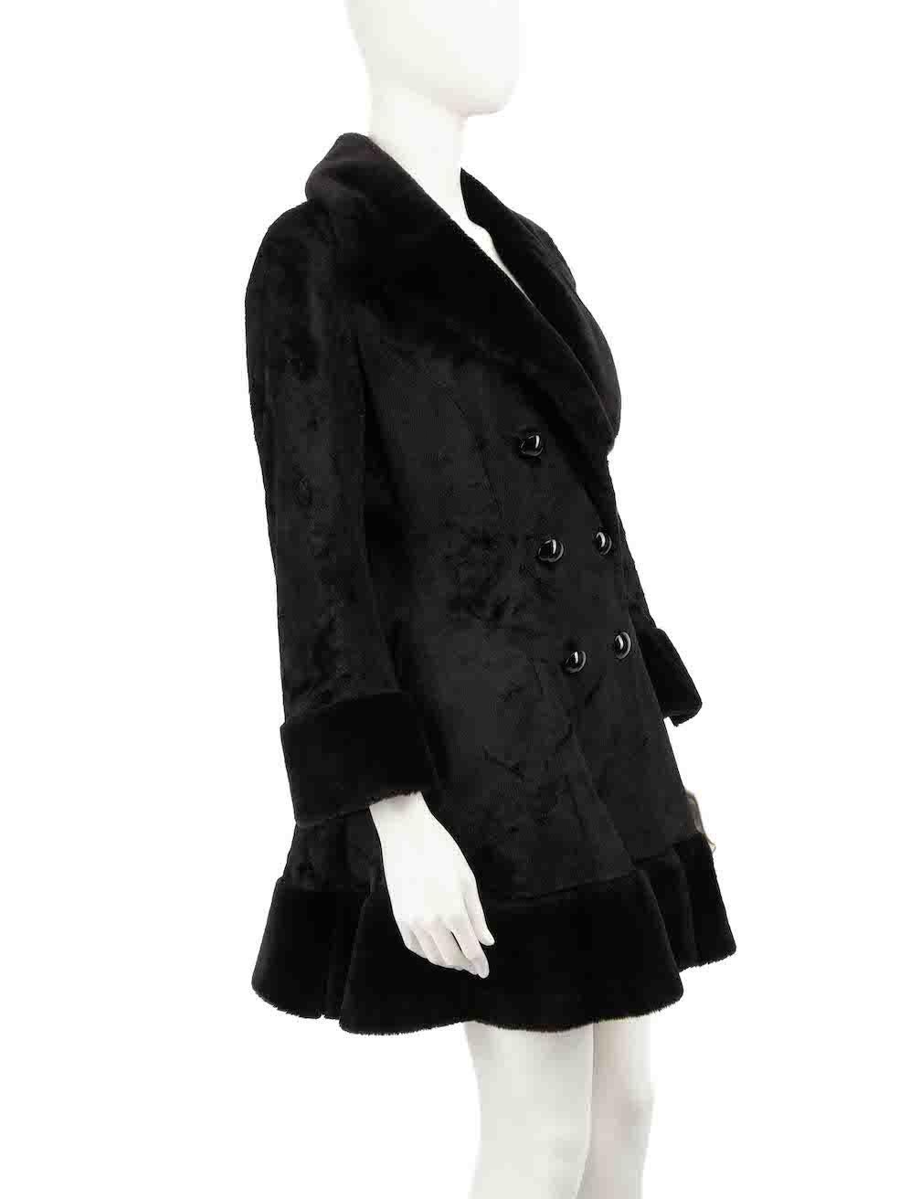 Condition is Very good. Hardly any visible wear to coat is evident on this used Moschino Couture! designer resale item.
 
 
 
 Details
 
 
 Black
 
 Faux fur
 
 Coat
 
 Mid length
 
 Double breasted
 
 2x Front side pockets
 
 
 
 
 
 Made in Italy
