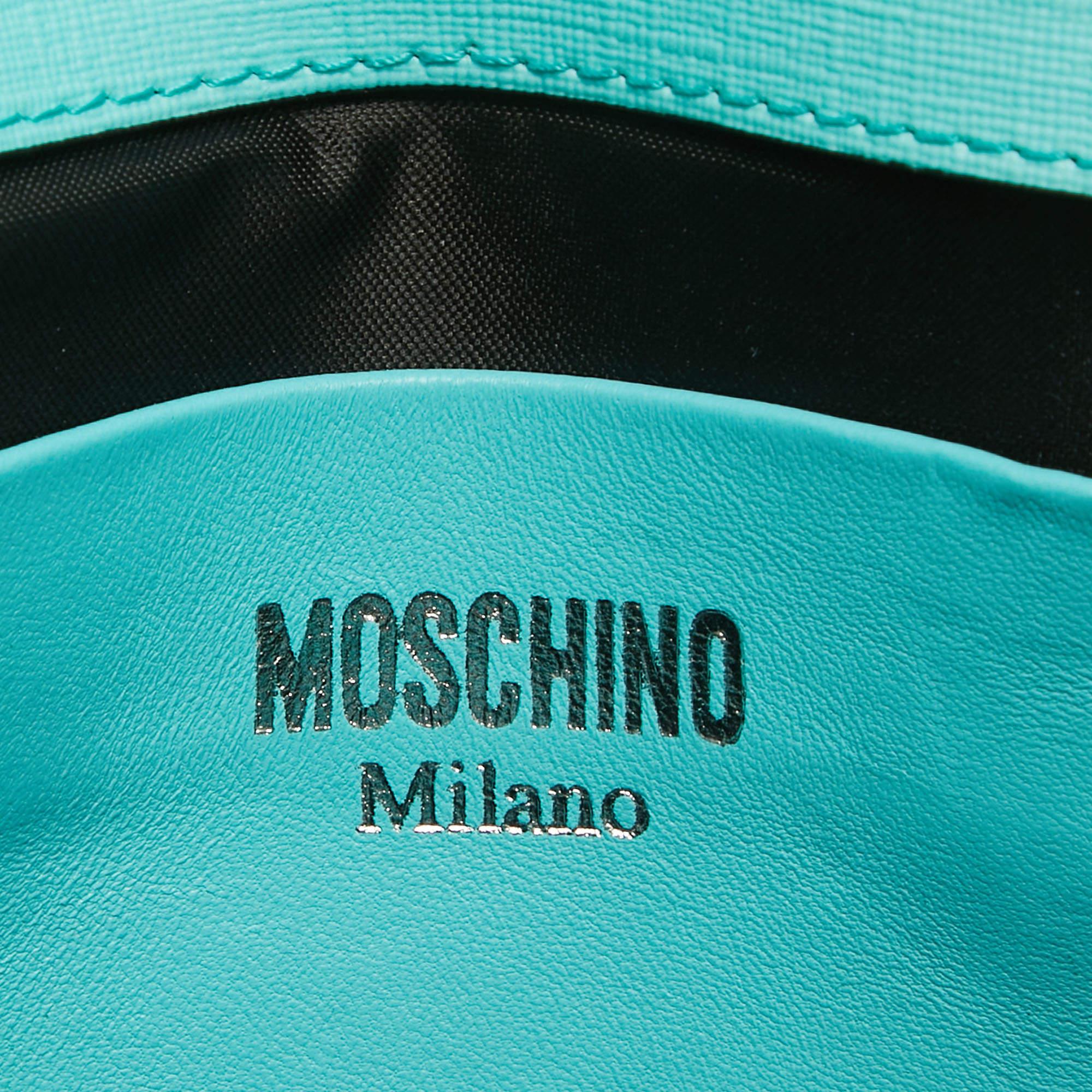 Moschino Multicolor Coated Canvas and Leather Smores Chain Clutch For Sale 4