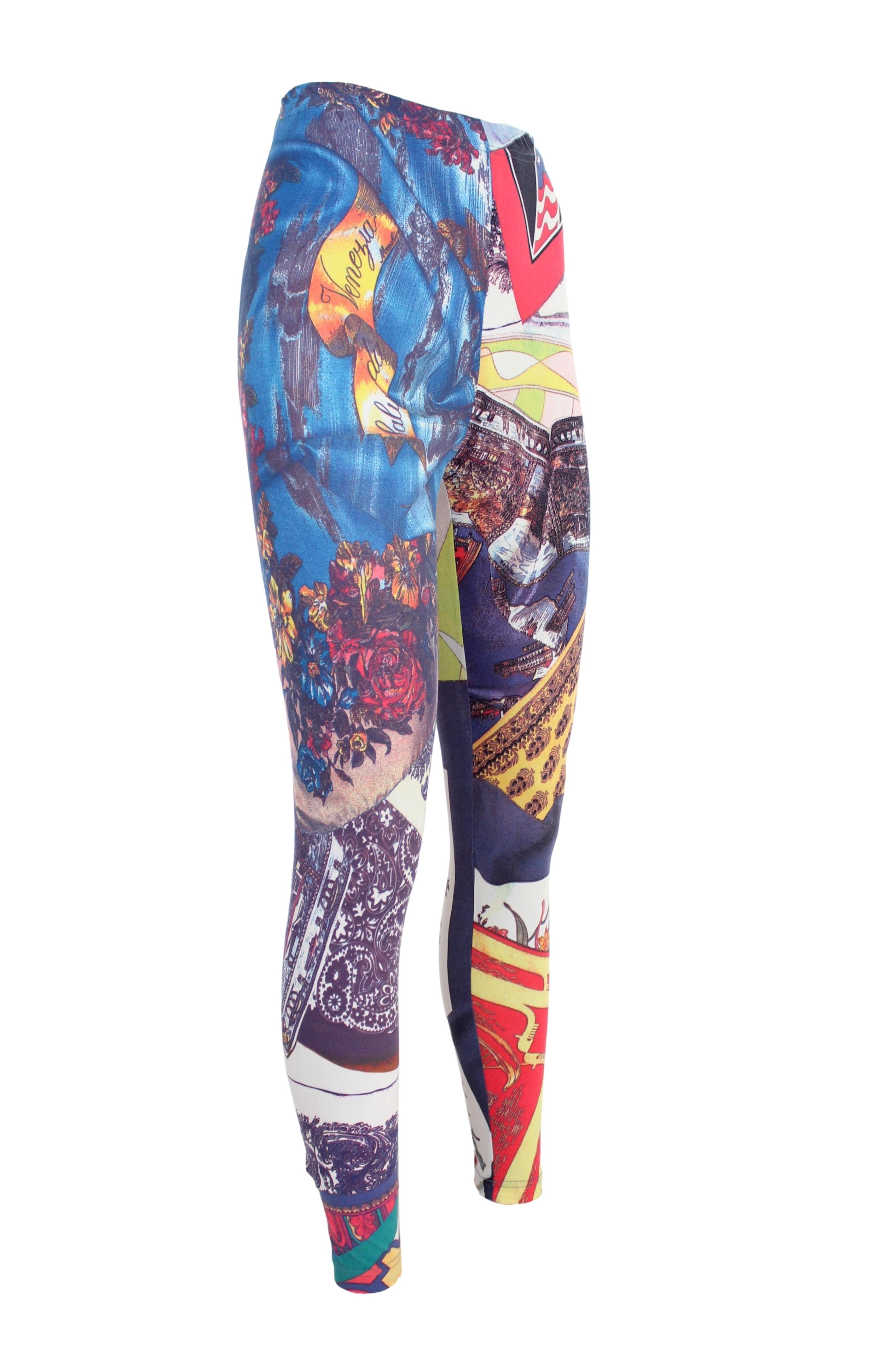 Gray Moschino Multicolor Floral Pants Iconic Leggings Venice