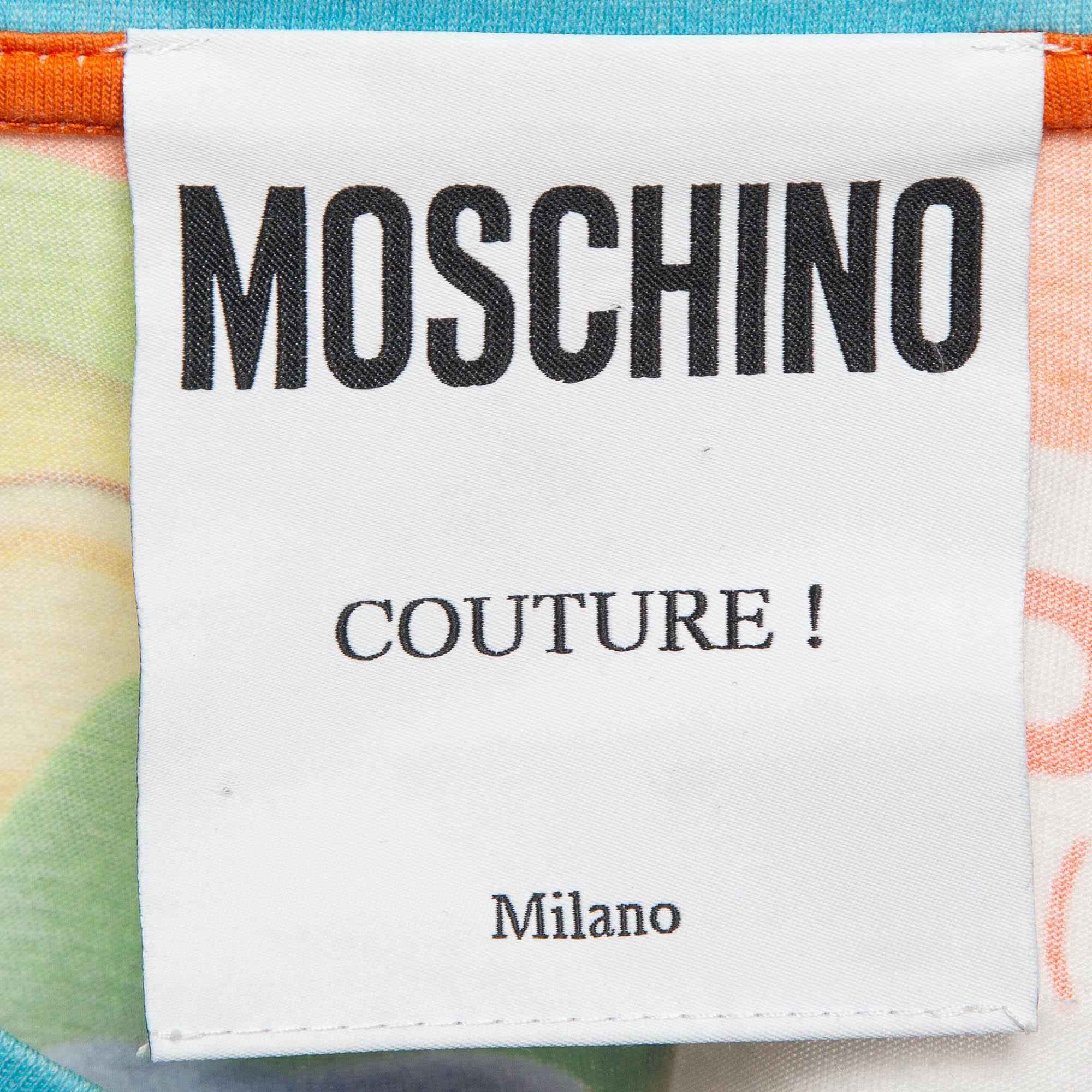 Moschino Multicolor Juice Box Cartoon Print Cotton T-Shirt L In Good Condition In Dubai, Al Qouz 2