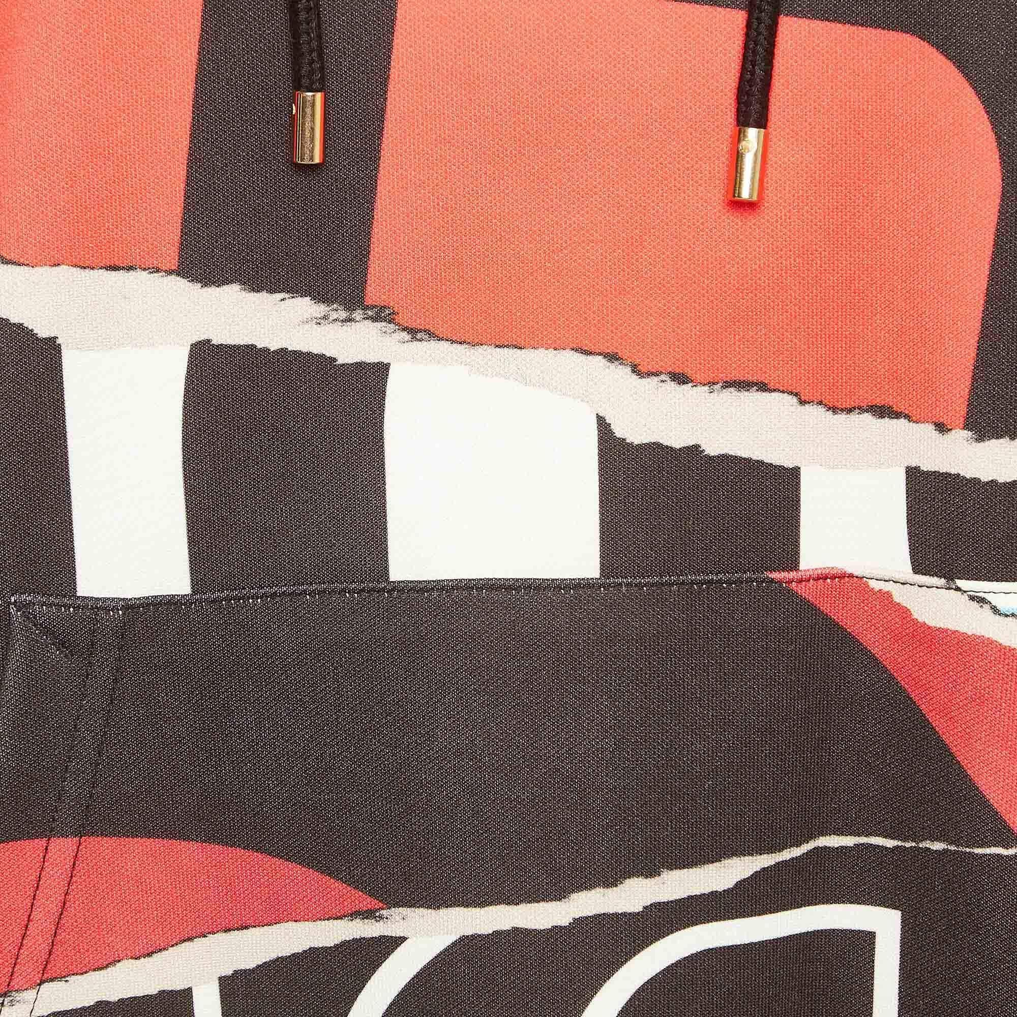 Moschino Sudadera con capucha oversize de punto estampado multicolor S Naranja en venta