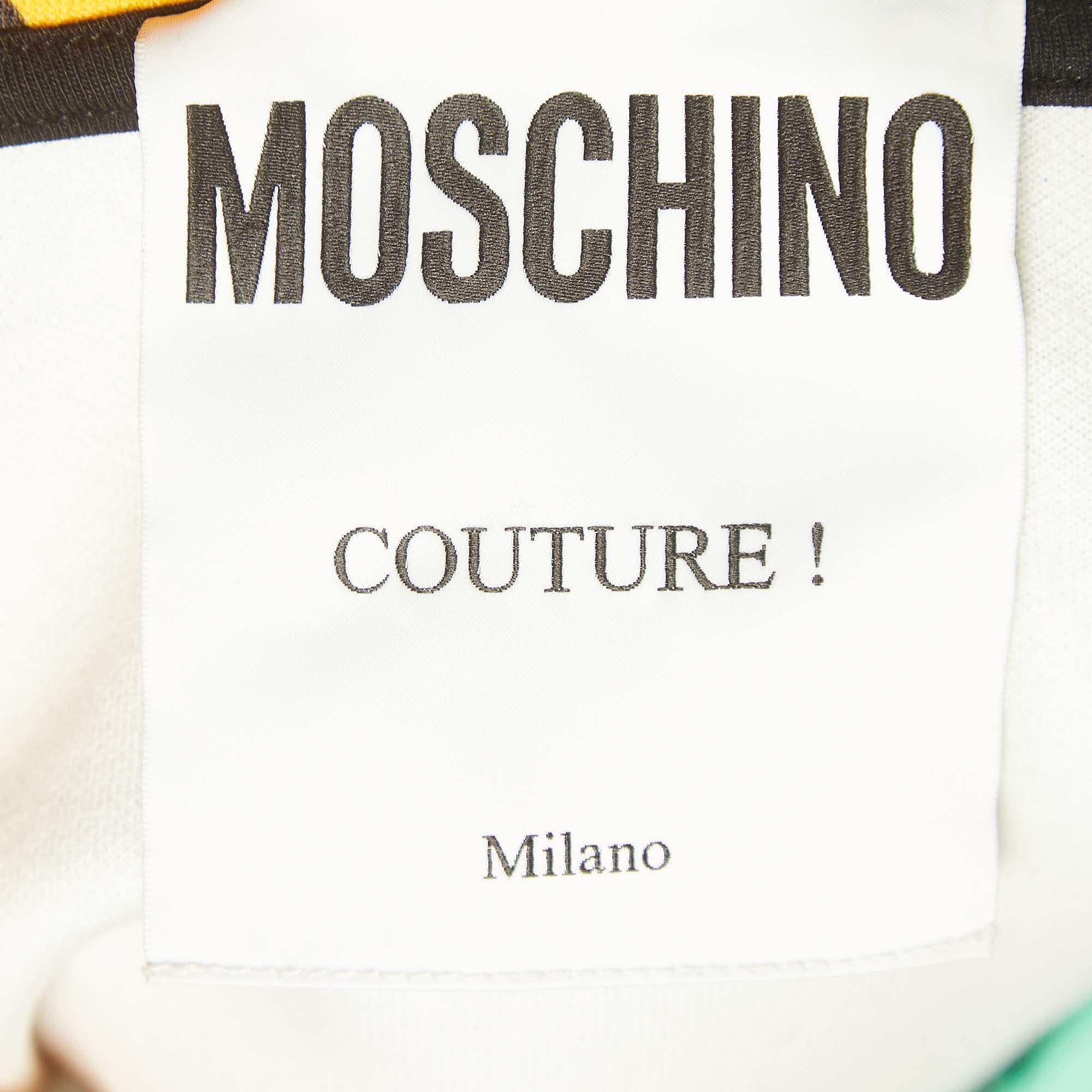 Moschino Sudadera con capucha oversize de punto estampado multicolor S en Excelente estado para la venta en Dubai, Al Qouz 2