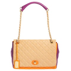 Moschino Multicolor Quilted Leather Flap Shoulder Bag