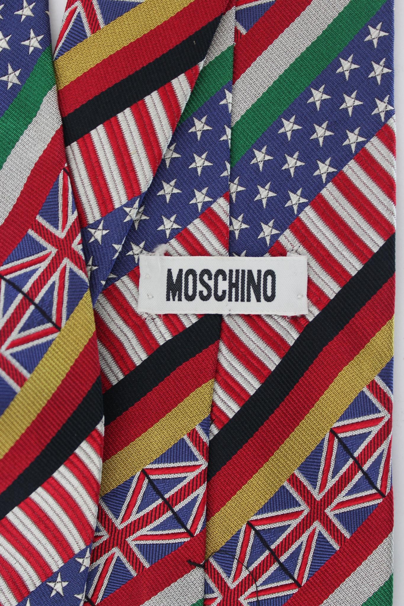 Moschino Multicolor Ikonische Seidenkrawatte 1990er Jahre Herren im Angebot