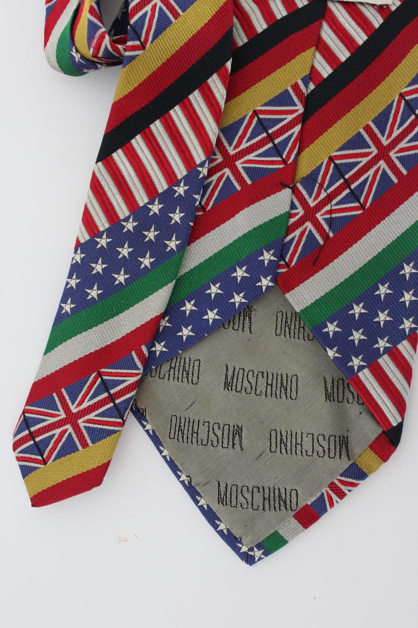 Moschino - Cravate Icone en soie multicolore 1990 en vente 1