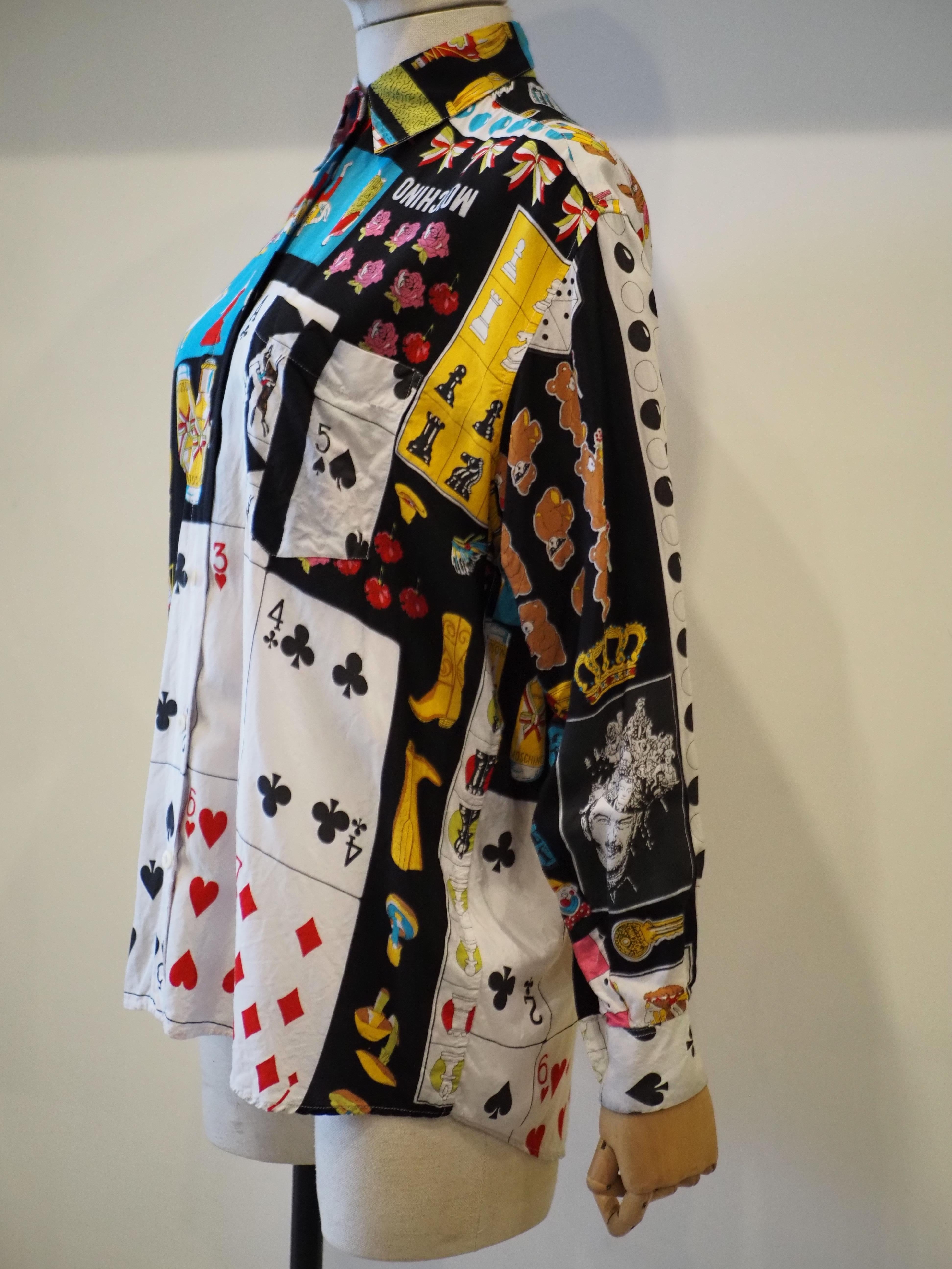 Moschino Mehrfarbiges ikonisches Vintage-Hemd im Angebot 3